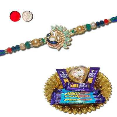 "Rakhi - ZR-5620 A(Single Rakhi),Choco Thali - Code RC06 - Click here to View more details about this Product